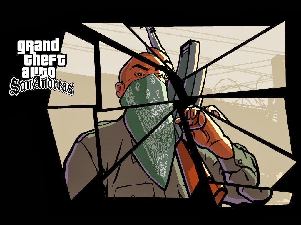 gta sa wallpaper,cartoon,fiction,stained glass,comics,animation