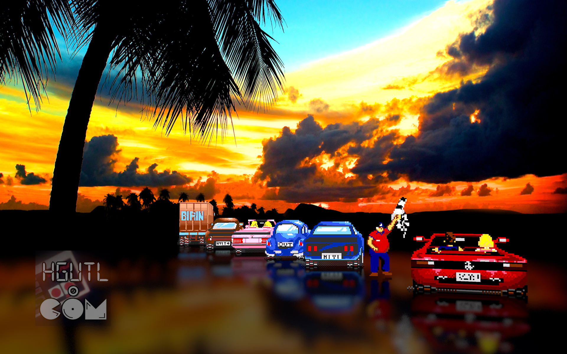 outrun wallpaper,sky,vehicle,car,sunset,tourism