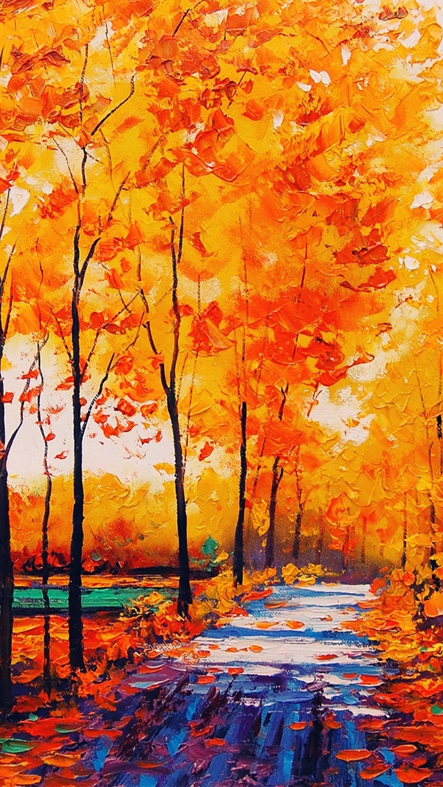 autumn iphone wallpaper,natural landscape,tree,nature,painting,orange