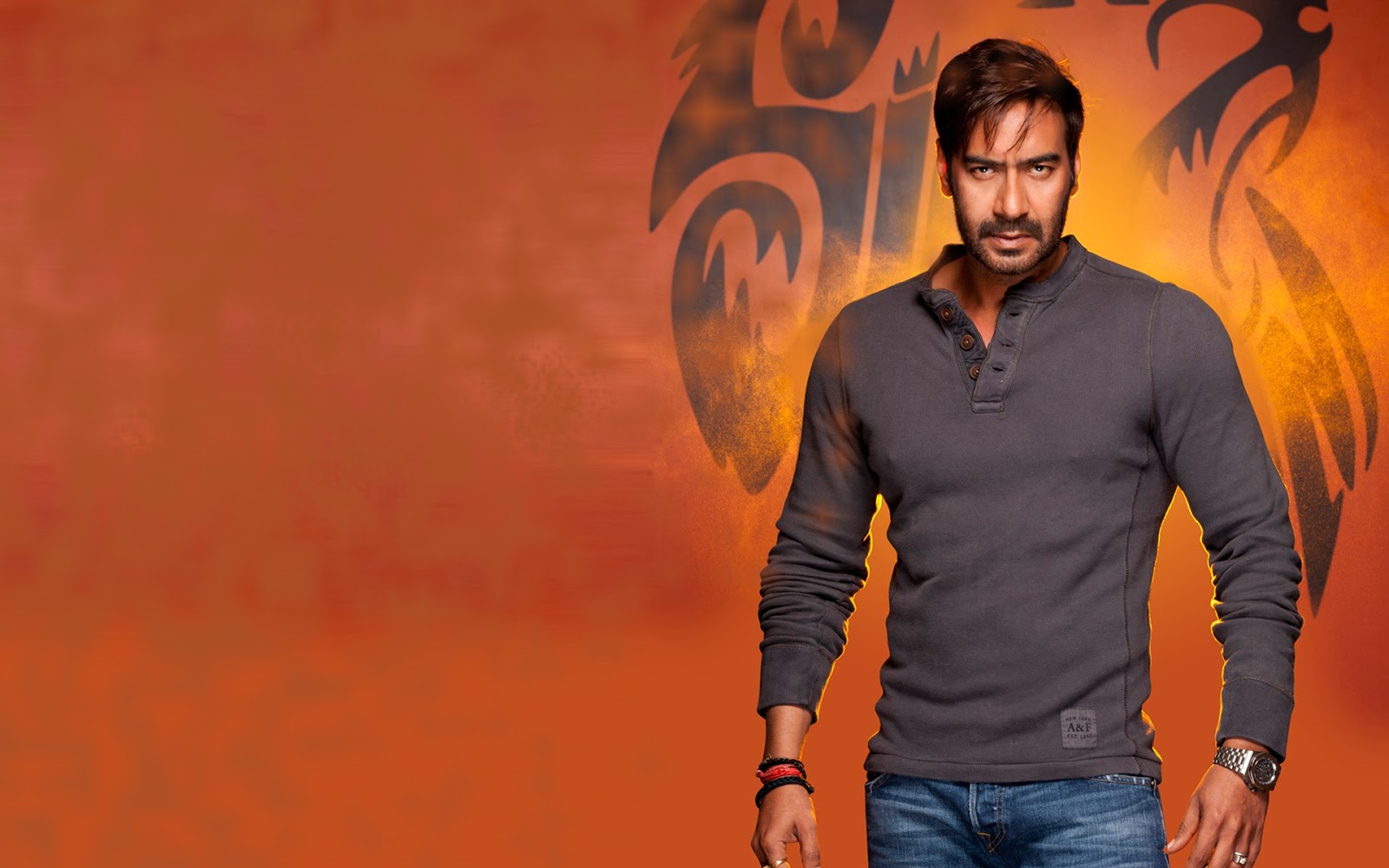 ajay devgan hd wallpaper,orange,cool,gelb,t shirt,stirn