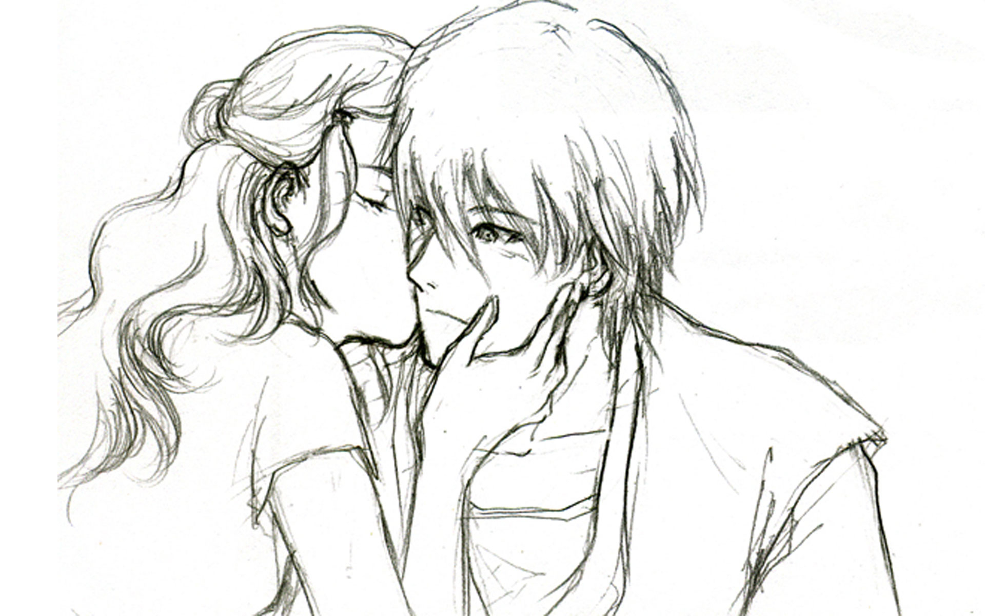 love couple sketch wallpaper,face,line art,hair,white,sketch