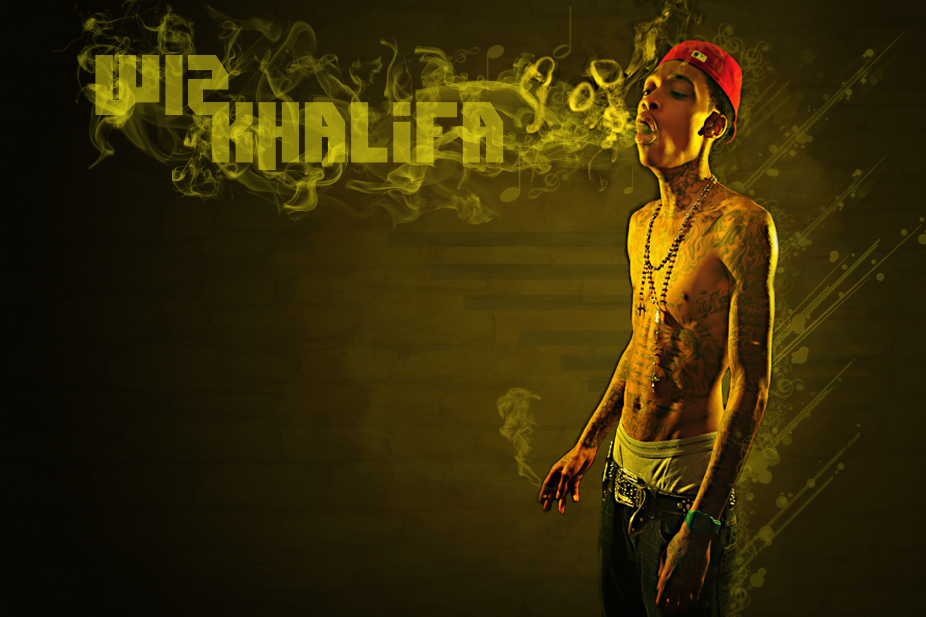 wiz khalifa hd wallpaper,yellow,text,human,font,graphic design