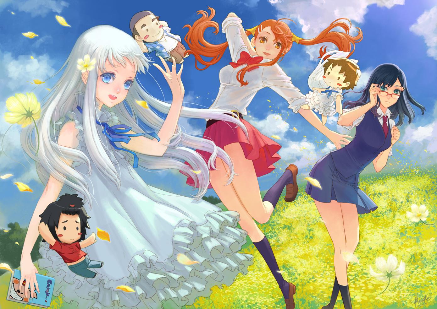 anohana wallpaper,anime,cartoon,animated cartoon,cg artwork,sky (#77664
