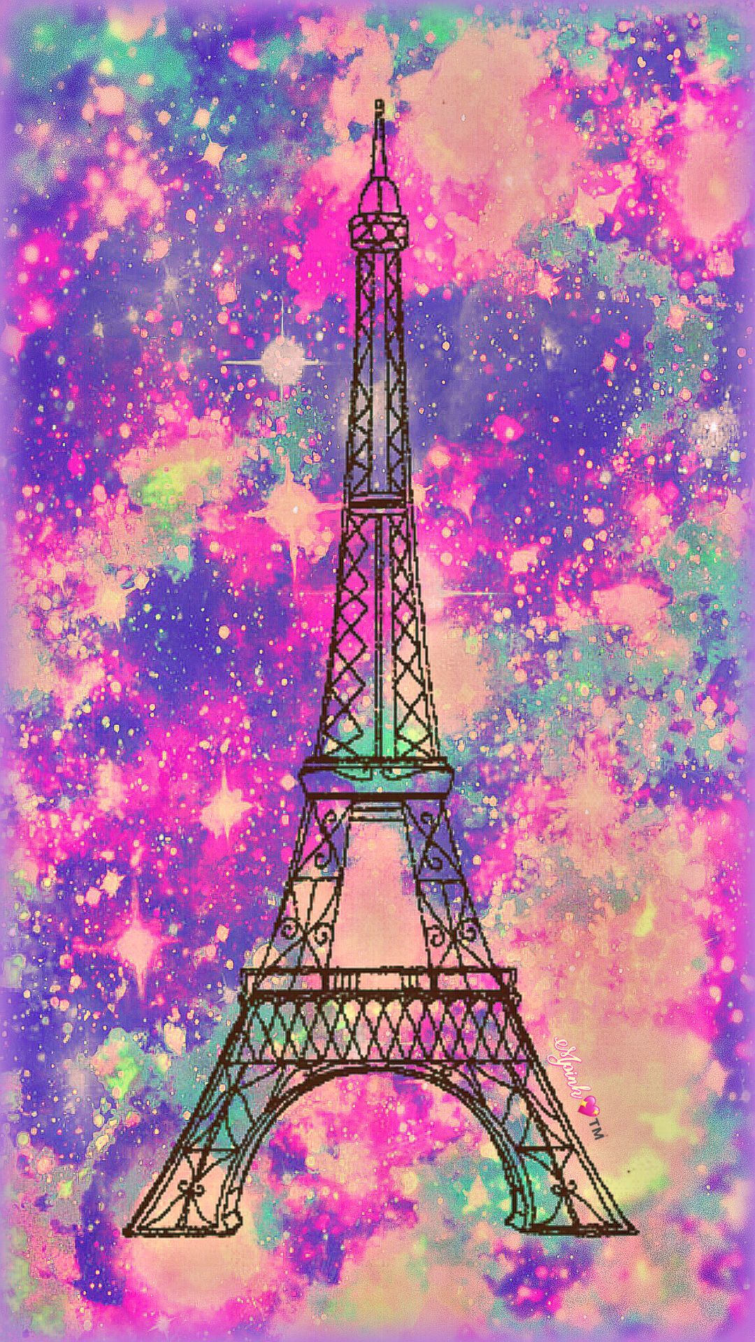 carta da parati parigi carina,torre,viola,cielo,guglia,illustrazione
