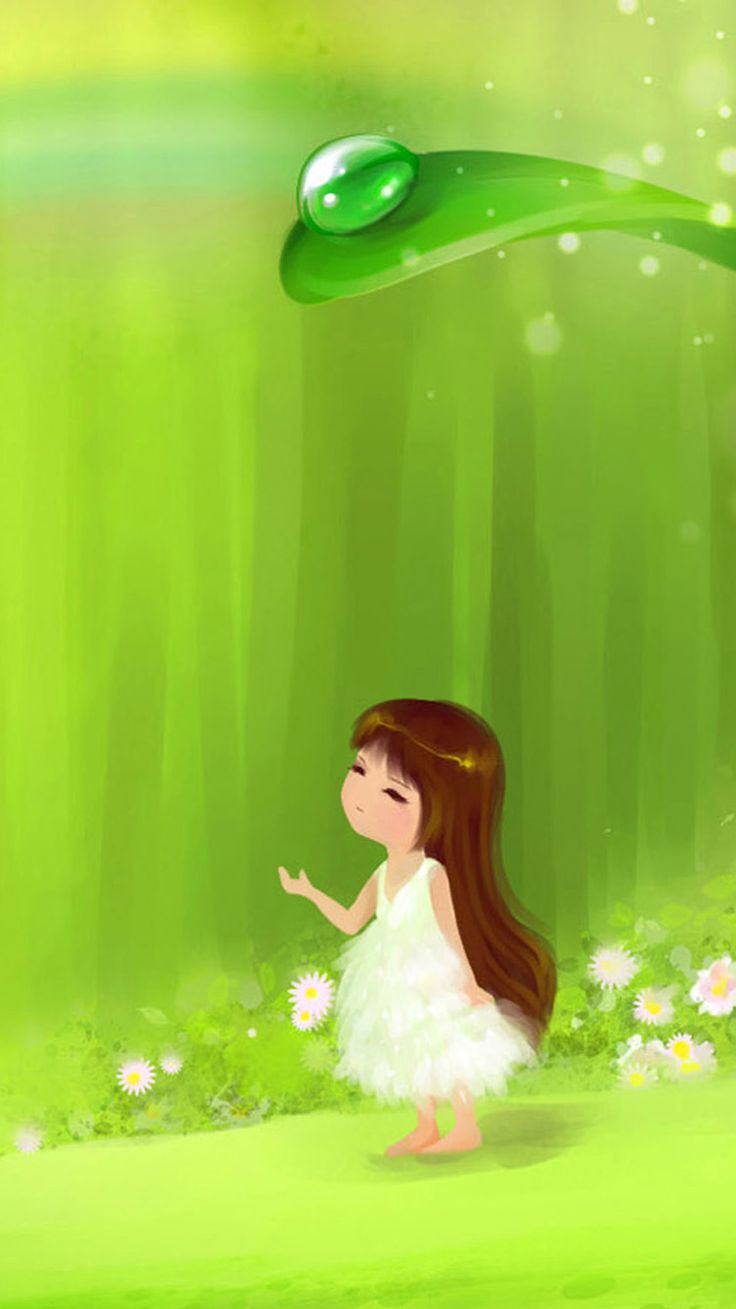 여자 핸드폰 벽지,초록,삽화,만화,잎,생기