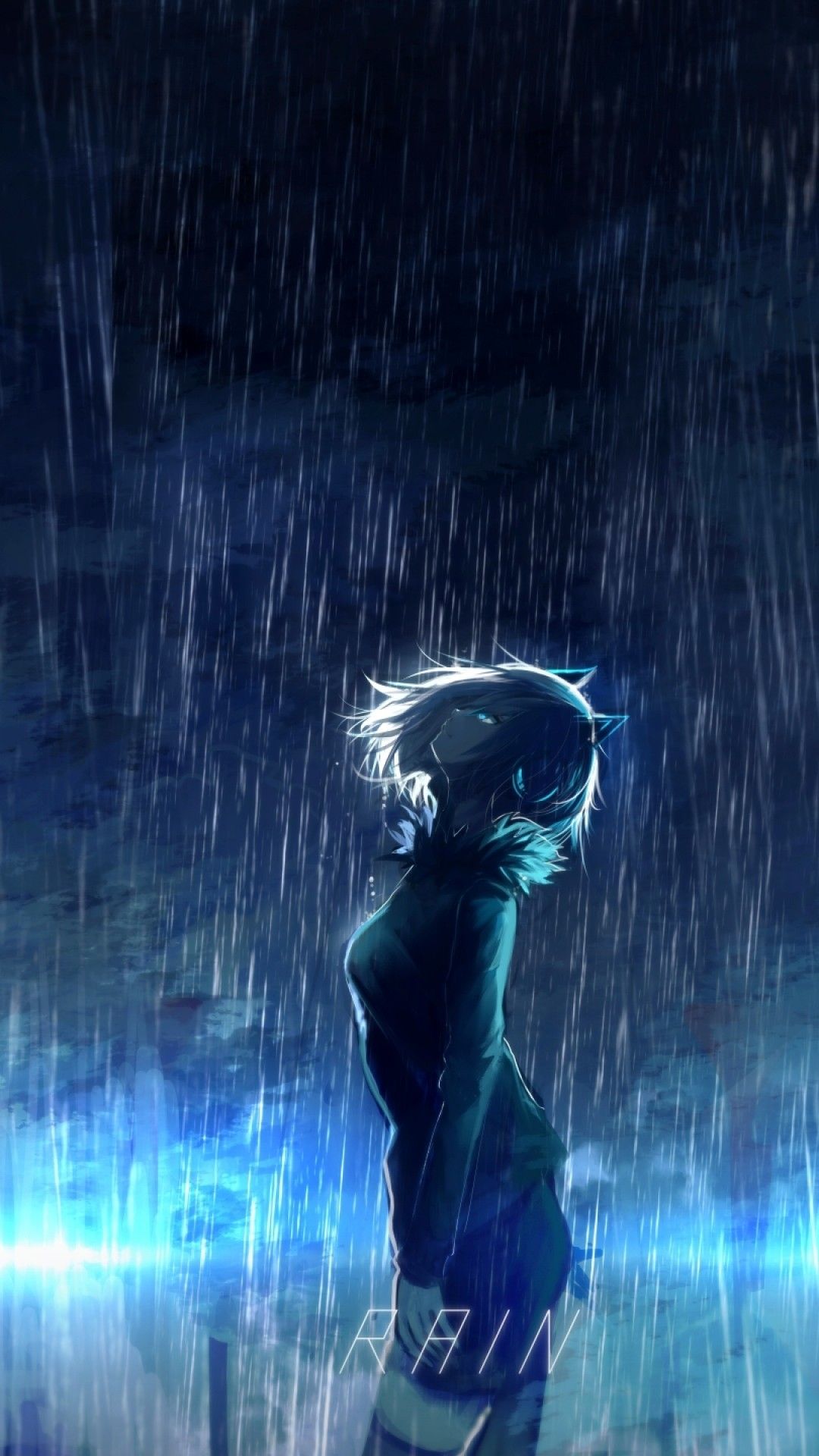 girl wallpapers for iphone,blue,darkness,rain,water,space