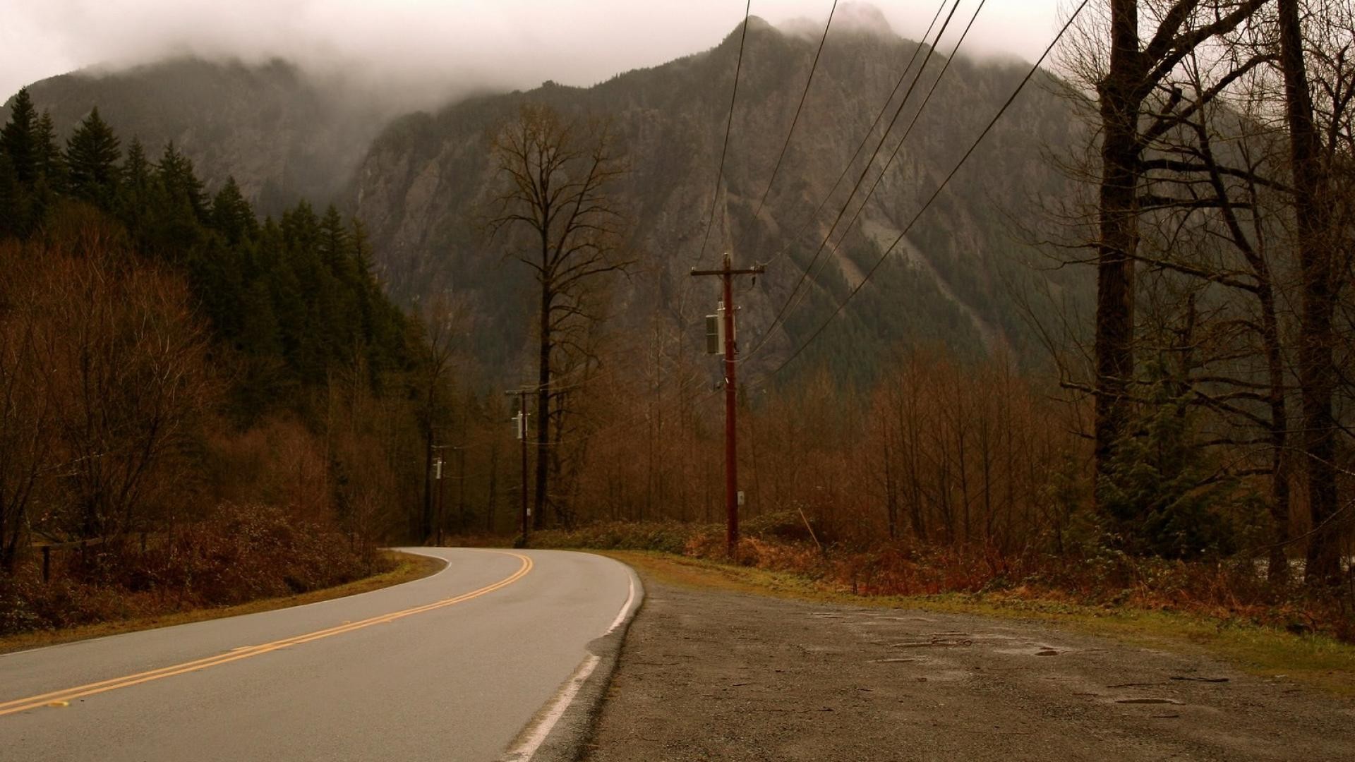 twin peaks wallpaper,atmospheric phenomenon,road,tree,highland,road surface