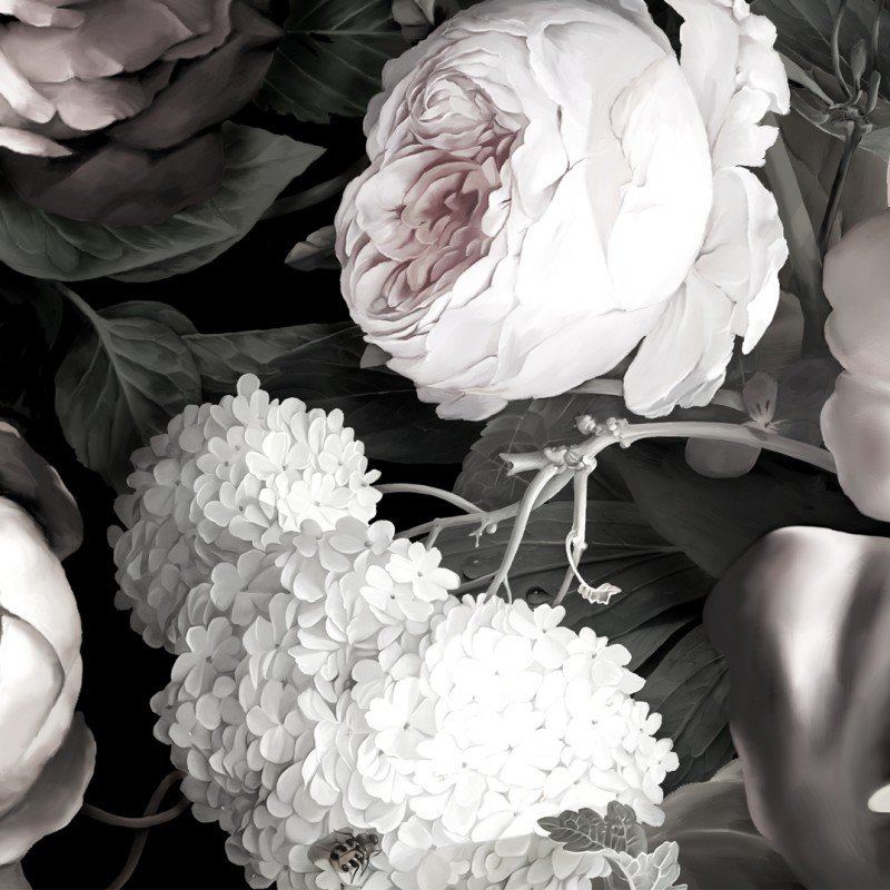 papier peint floral noir et blanc,blanc,fleur,fleurs coupées,bouquet,plante
