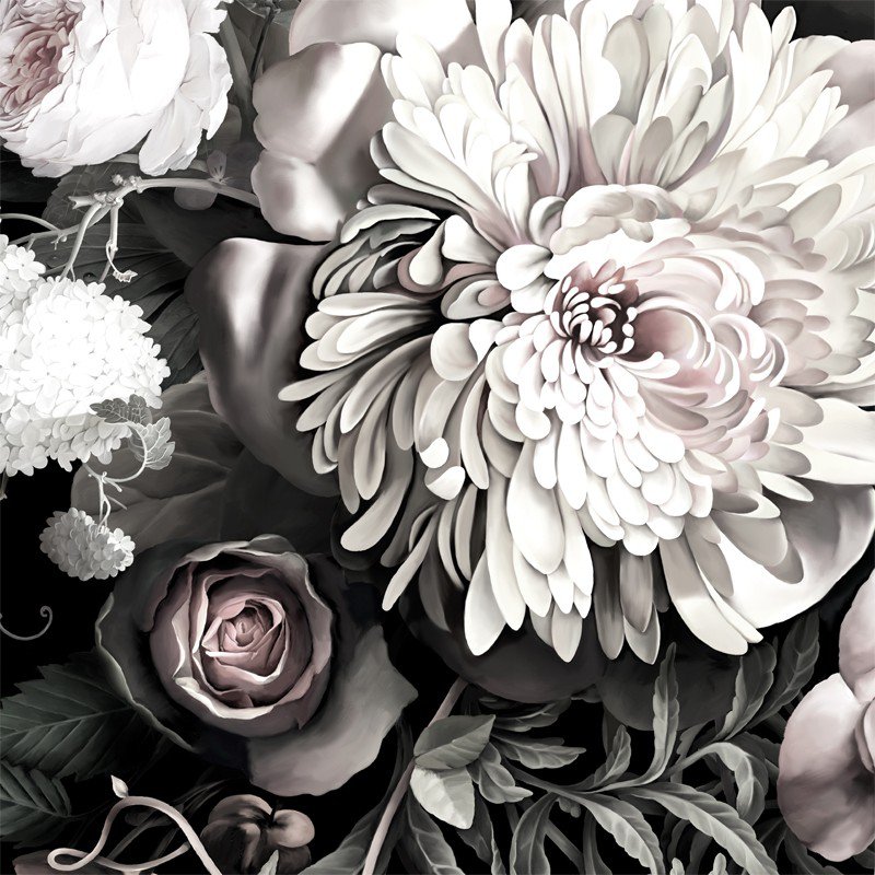 papier peint floral noir et blanc,fleur,noir et blanc,photographie monochrome,pétale,plante