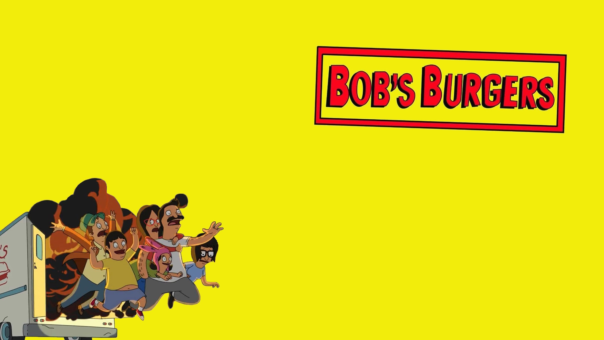 bobs burgers fond d'écran,jaune,dessin animé,texte,police de caractère,illustration