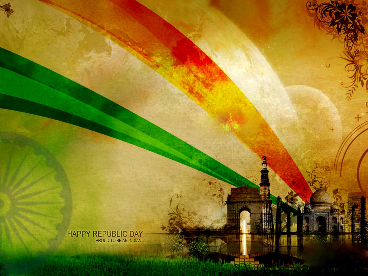 republic day wallpaper hd,green,yellow,sky,graphic design,illustration