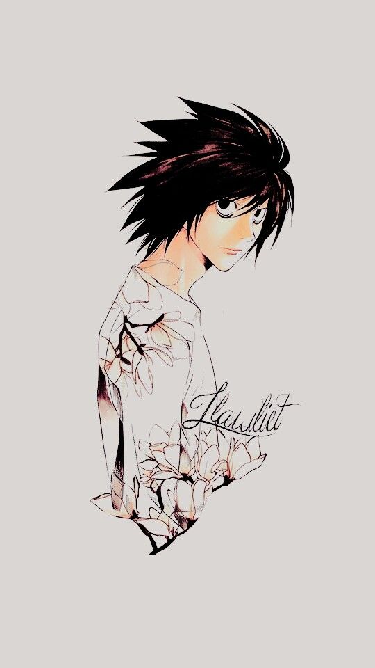 death note wallpaper iphone,cartoon,illustration,anime,sketch,black hair