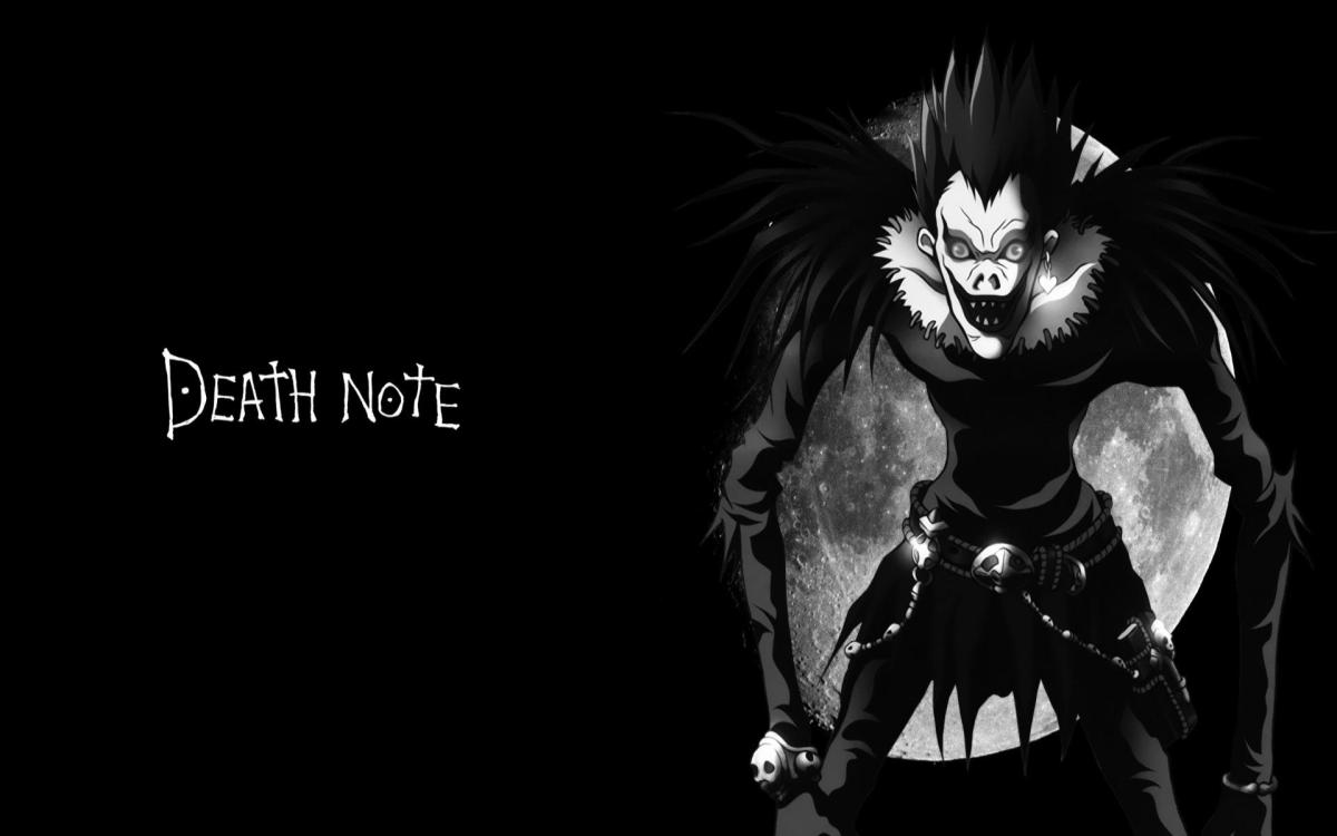ryuk wallpaper,darkness,fictional character,batman,font,black and white