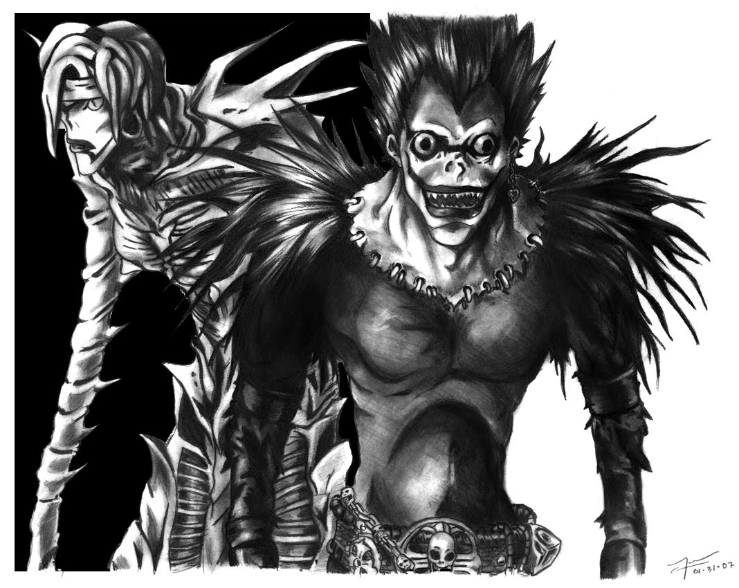 ryuk wallpaper,fictional character,illustration,sketch,drawing,art