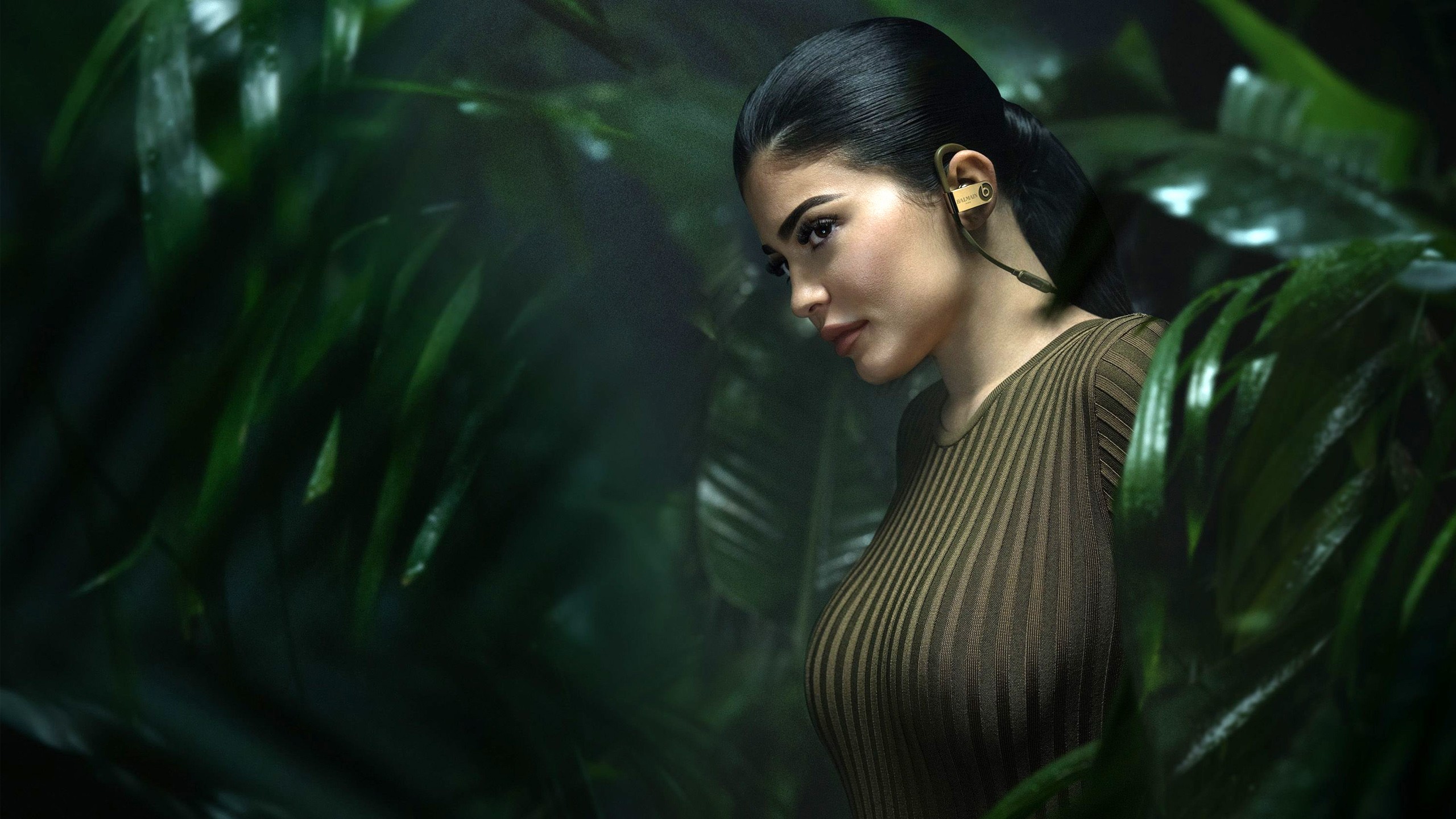 kylie jenner iphone wallpaper,green,natural environment,beauty,black hair,eye