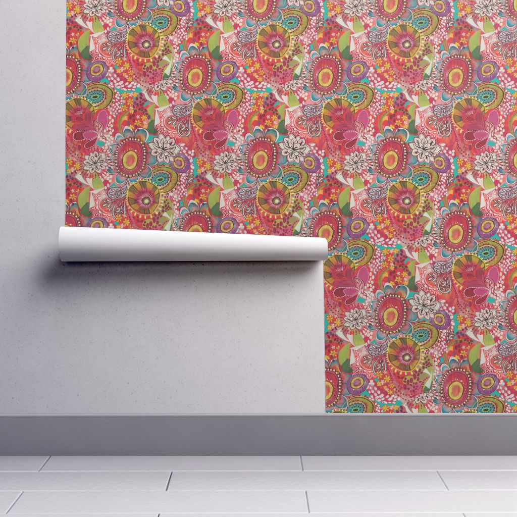 libby's wallpaper,pattern,orange,yellow,wallpaper,visual arts