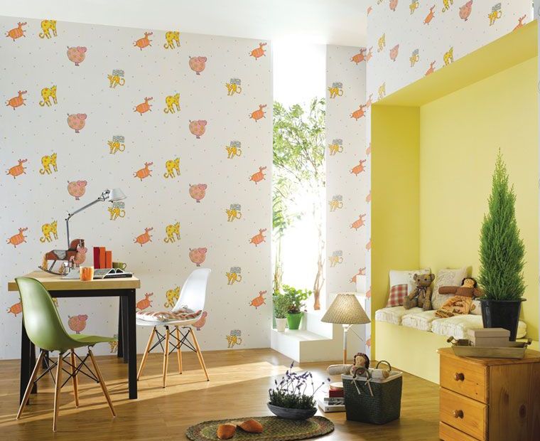 animal themed wallpaper,room,interior design,wall,wallpaper,green