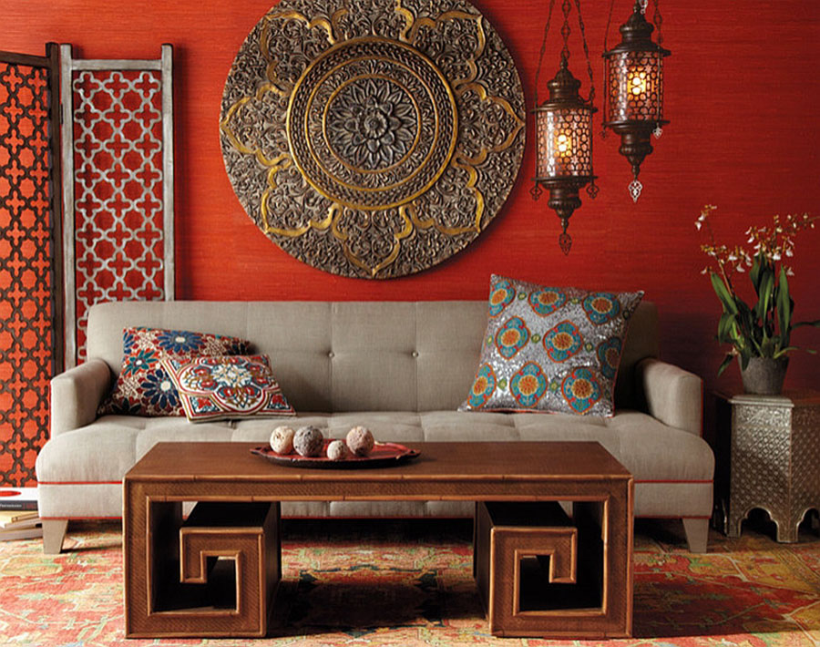 moroccan themed wallpaper,living room,furniture,room,couch,interior design