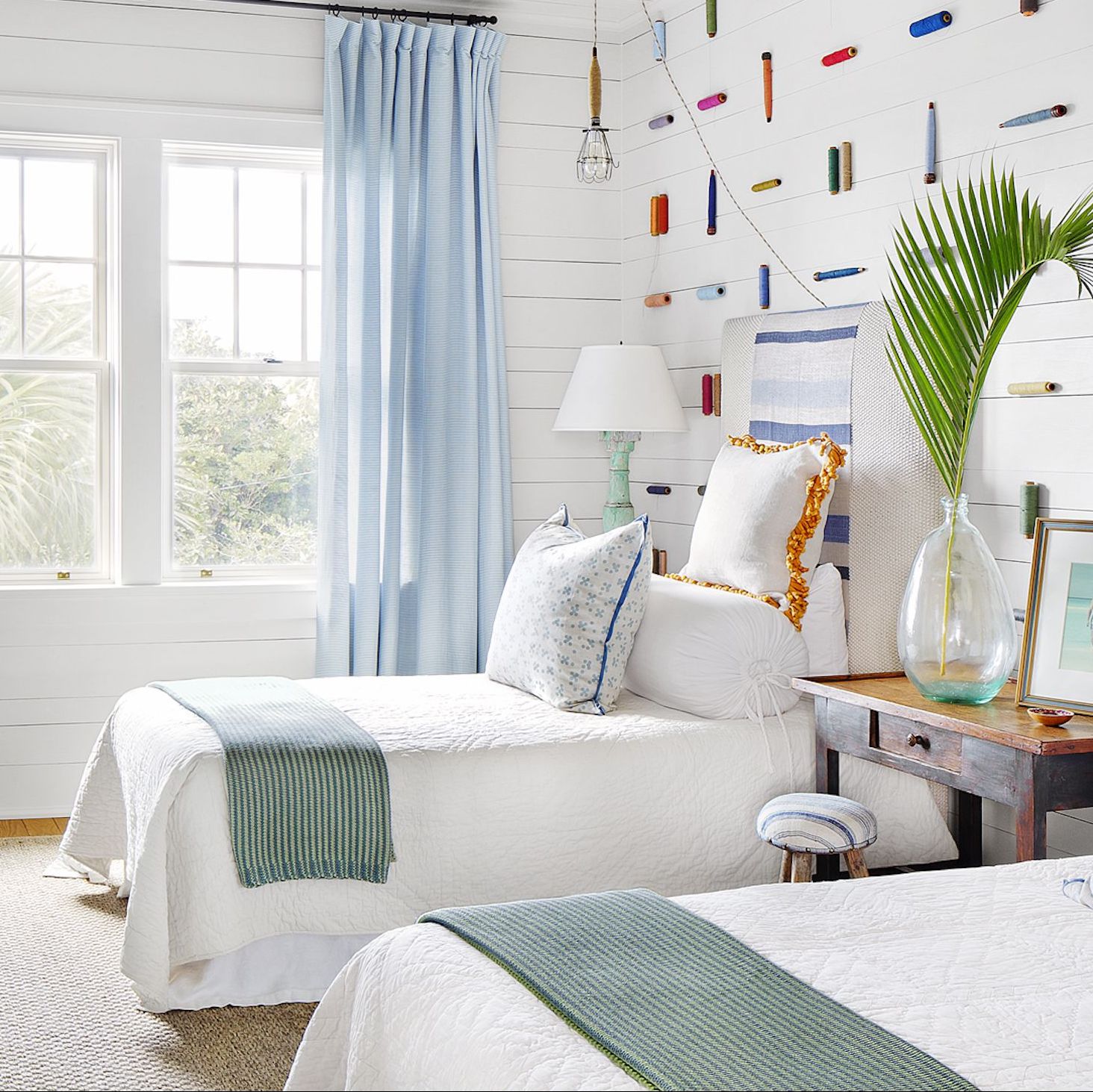 seaside themed wallpaper,furniture,room,white,interior design,bedroom