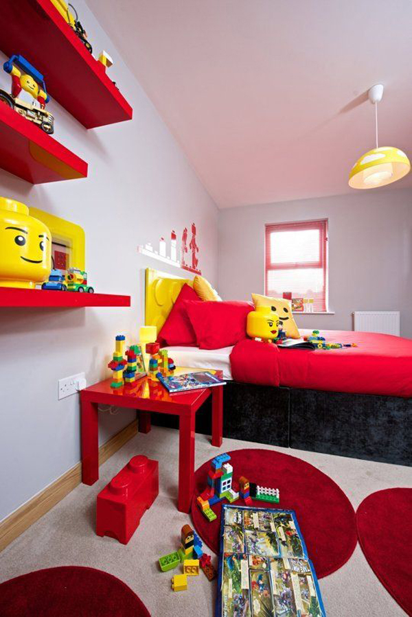 papier peint chambre lego,chambre,design d'intérieur,meubles,propriété,rouge