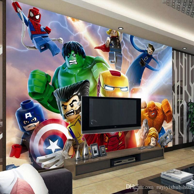 lego bedroom wallpaper,mural,fictional character,superhero,iron man,wallpaper