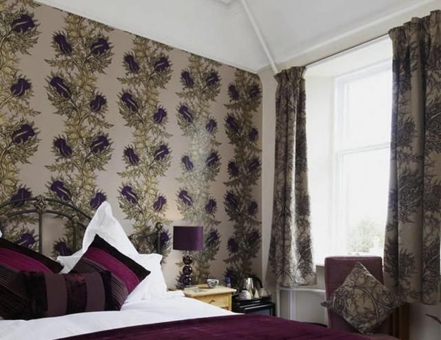 scottish themed wallpaper,bedroom,bed,room,furniture,interior design