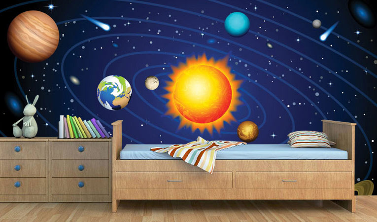 space wallpaper bedroom,astronomical object,outer space,planet,mural,wallpaper