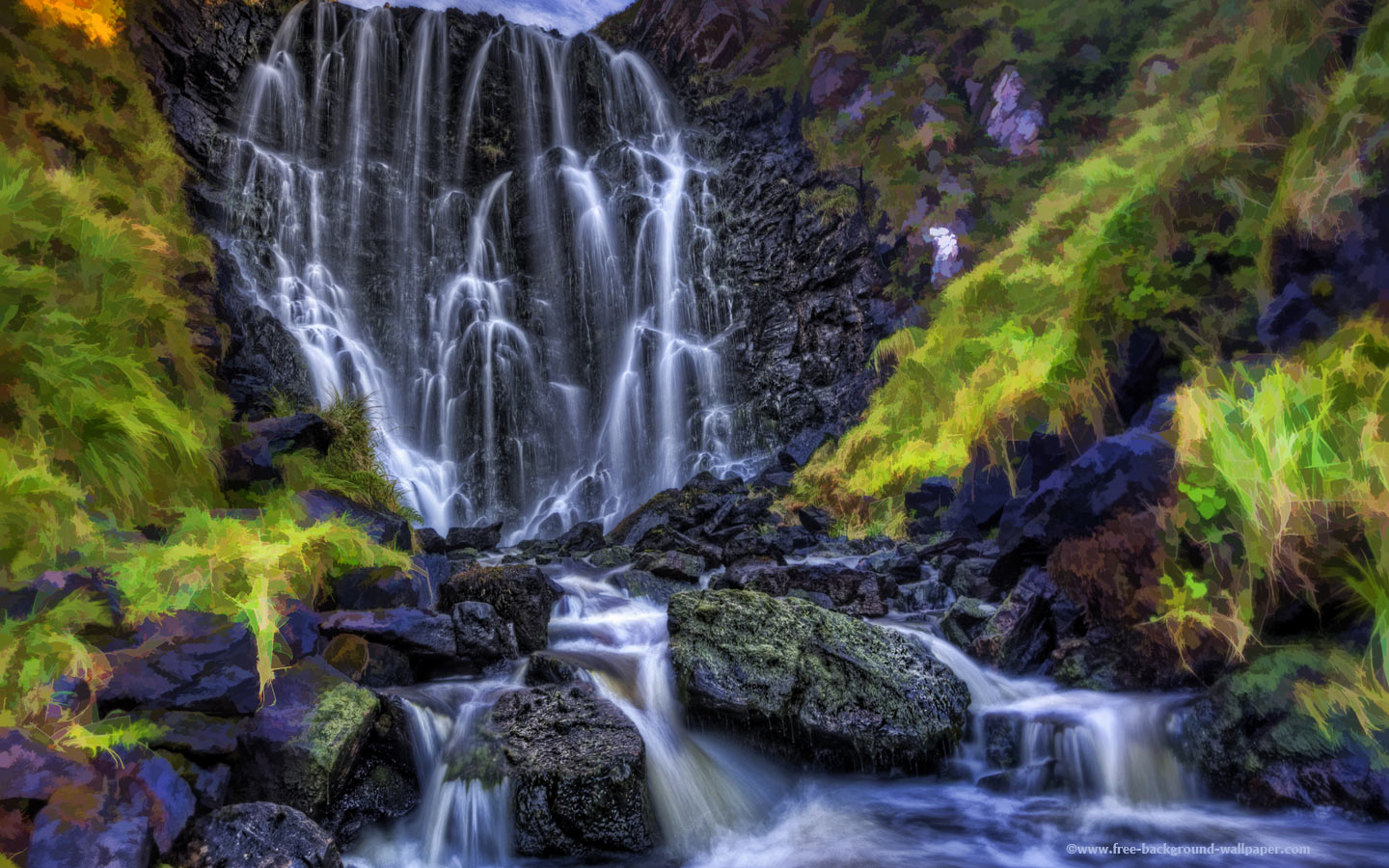 scottish themed wallpaper,waterfall,water resources,body of water,natural landscape,nature