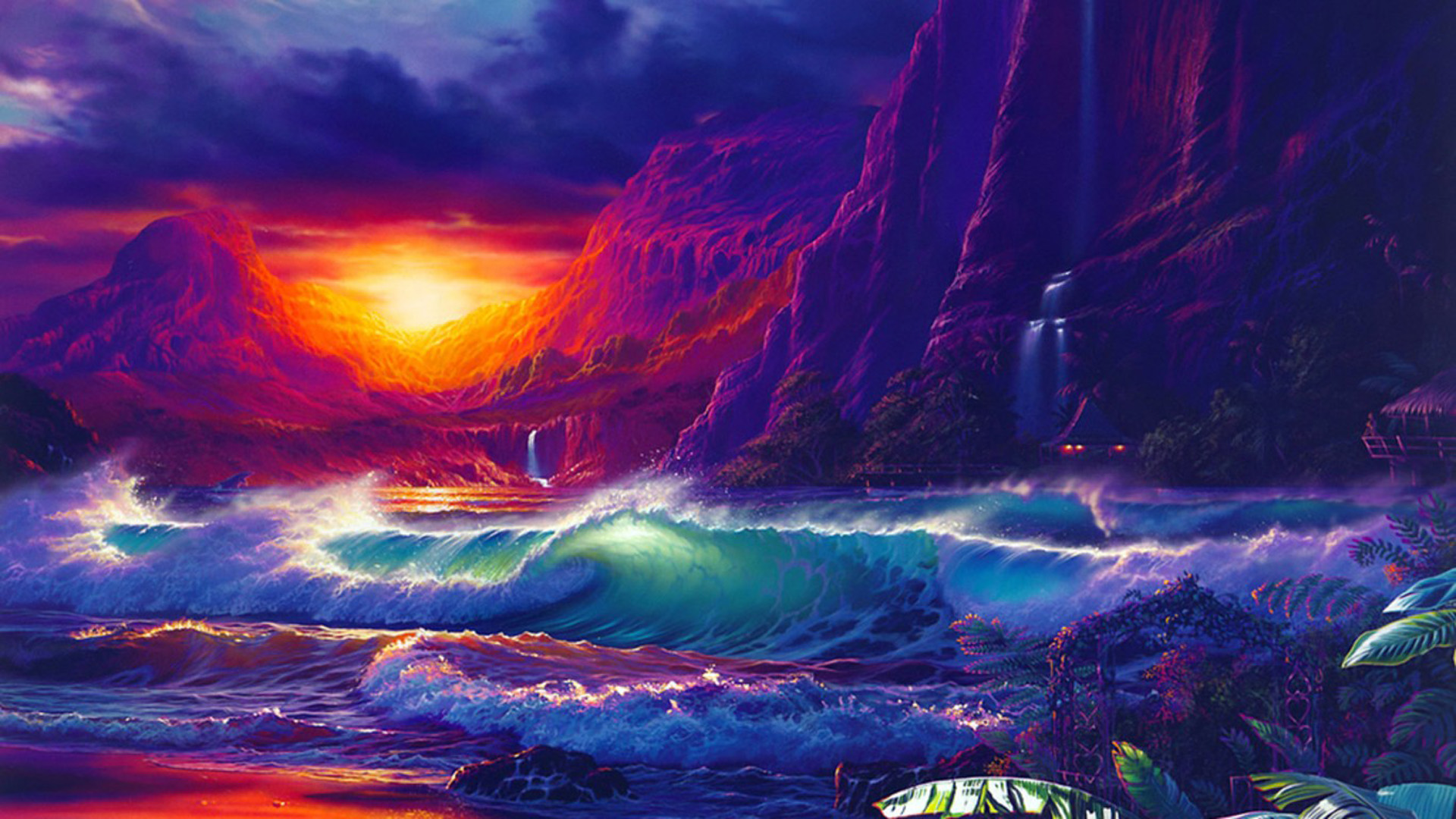 imagen de arte fondo de pantalla,naturaleza,cielo,paisaje natural,púrpura,ola