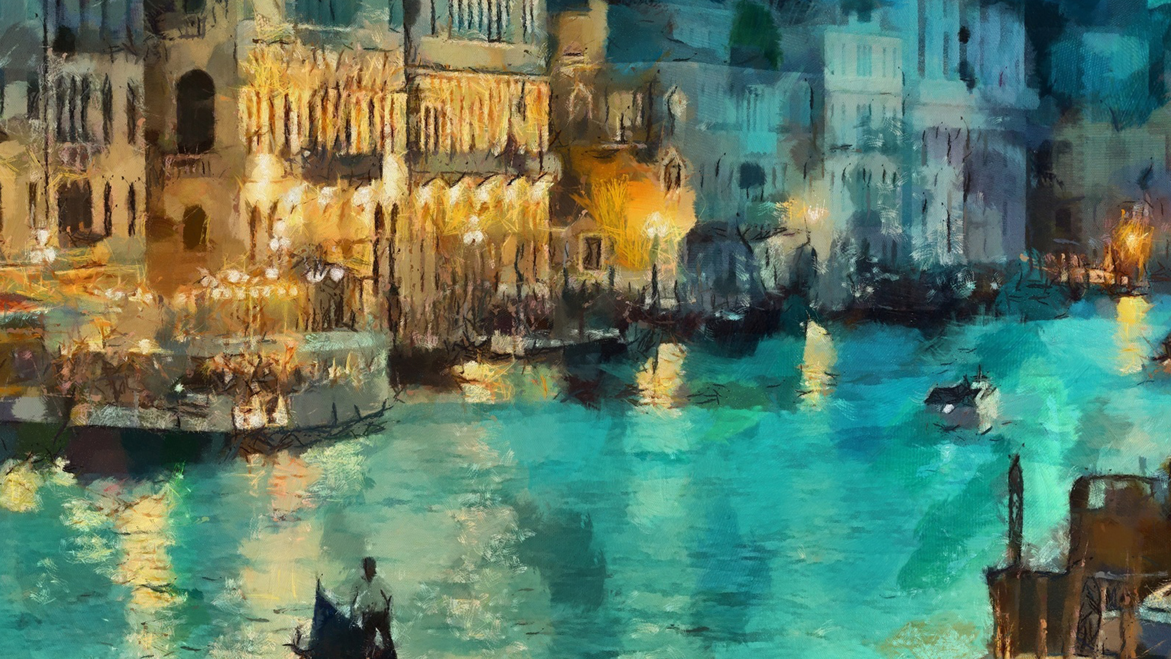 art picture wallpaper,watercolor paint,water,painting,gondola,waterway