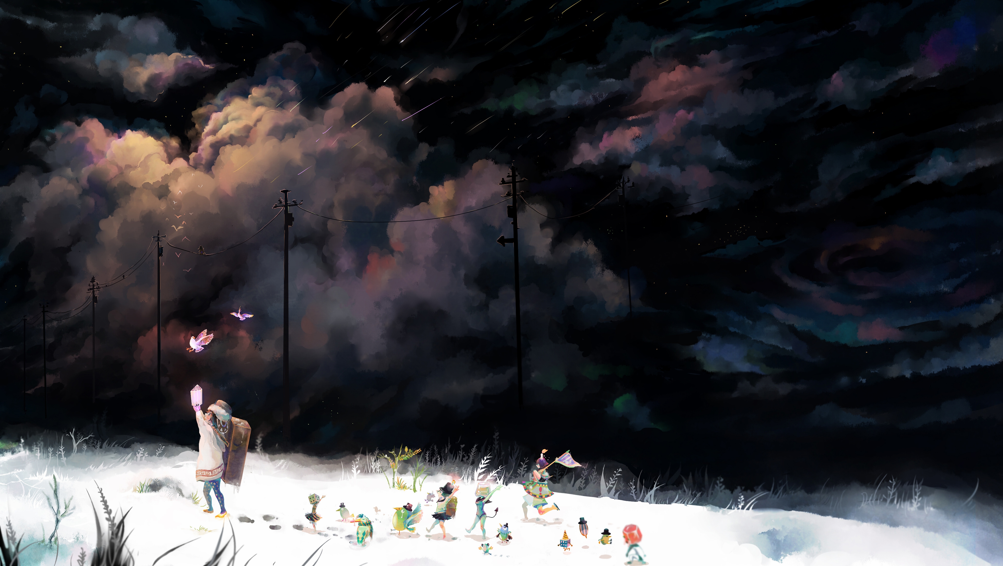 kunstbild tapete,himmel,wolke,schnee,atmosphäre,winter