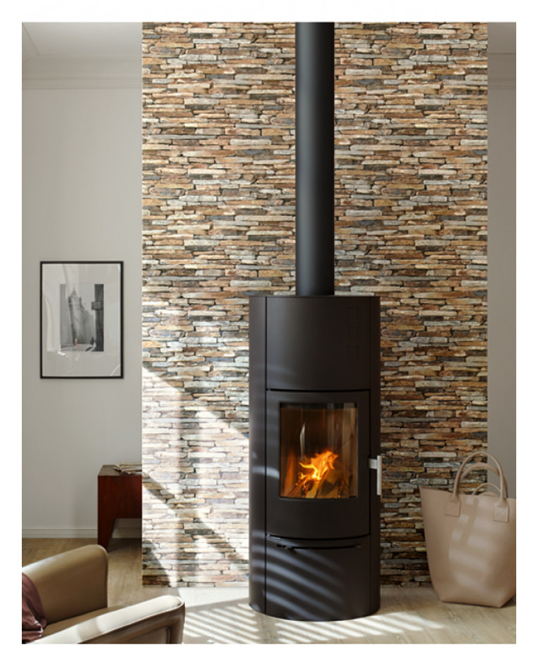 natural stone effect wallpaper,wood burning stove,heat,hearth,room,stove