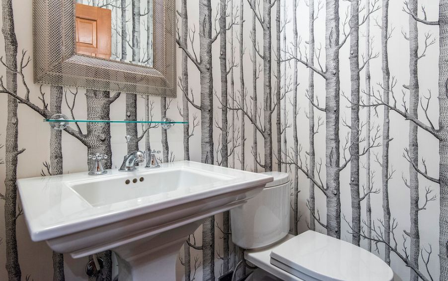 tree design wallpaper,bathroom,property,room,interior design,wall