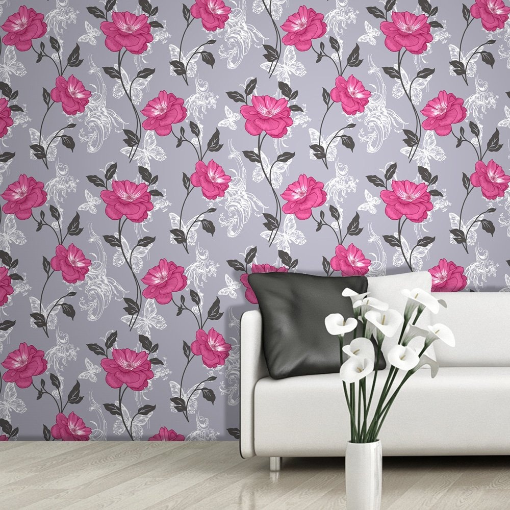 crown wallpaper uk,pink,wallpaper,wall,pattern,plant
