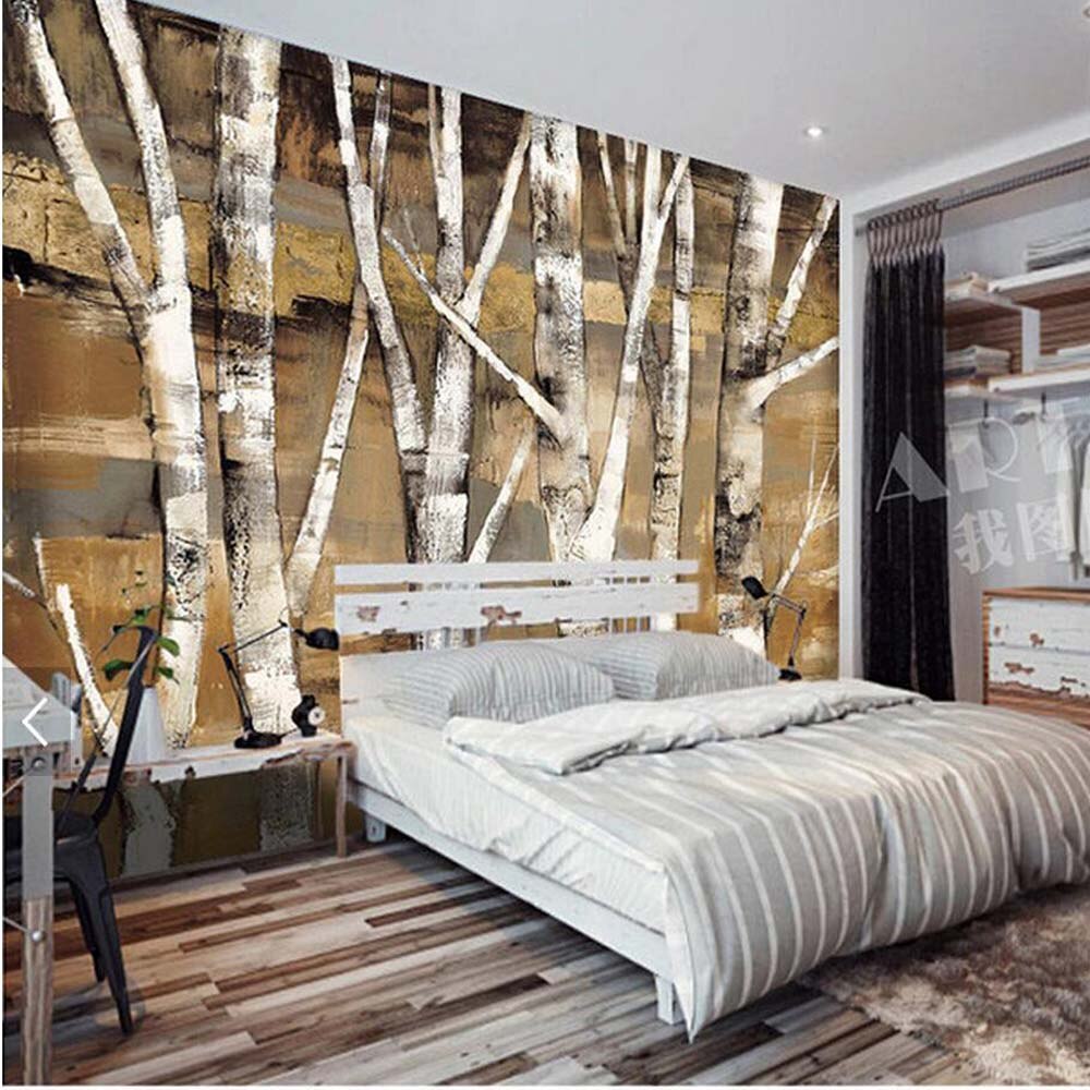 silver birch wallpaper,bedroom,furniture,room,bed,wall (704811