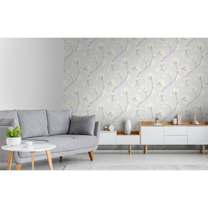 yellow and grey wallpaper next,wall,furniture,couch,living room