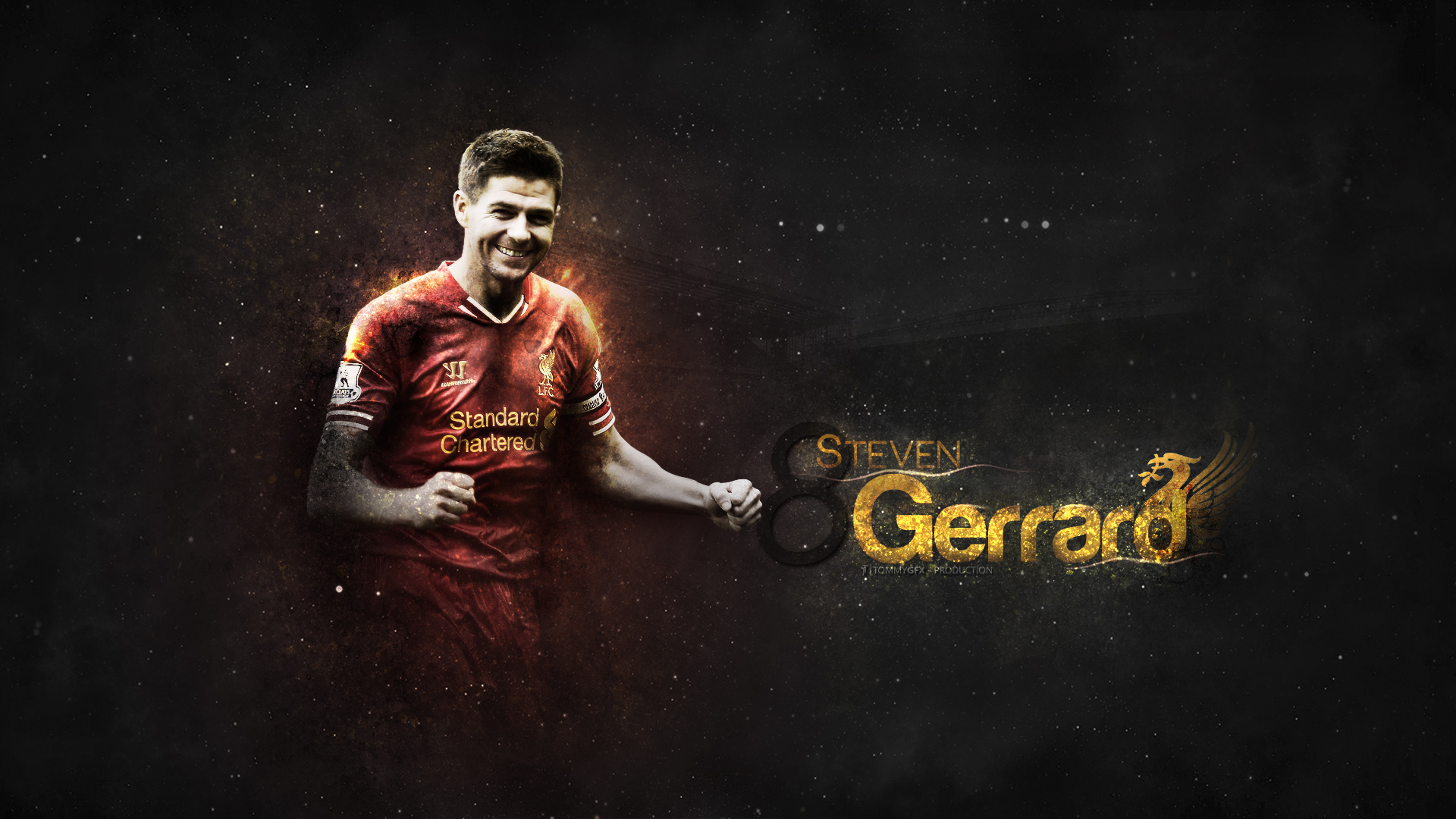 gerrard wallpaper,darkness,football player,font,human,album cover