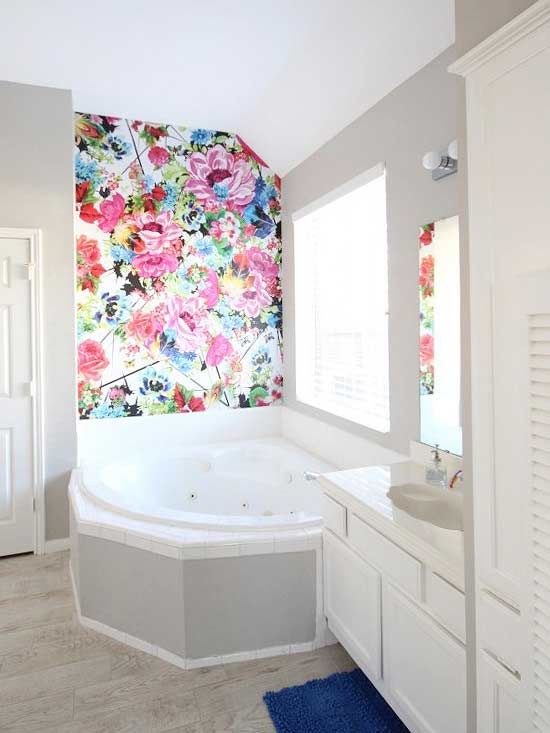 floral bathroom wallpaper,bathroom,room,property,tile,interior design