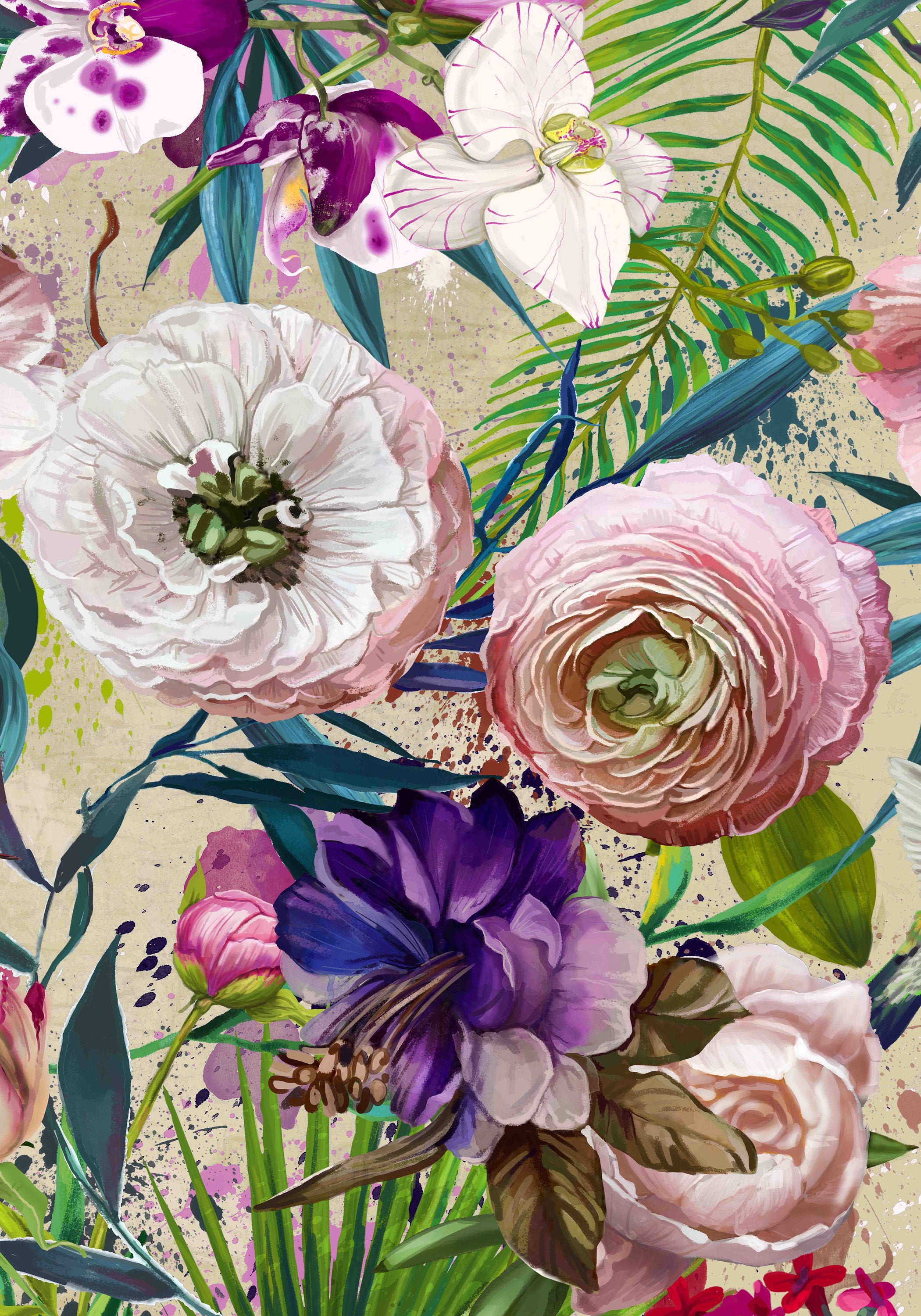 floral removable wallpaper,flower,plant,flowering plant,petal,cut flowers