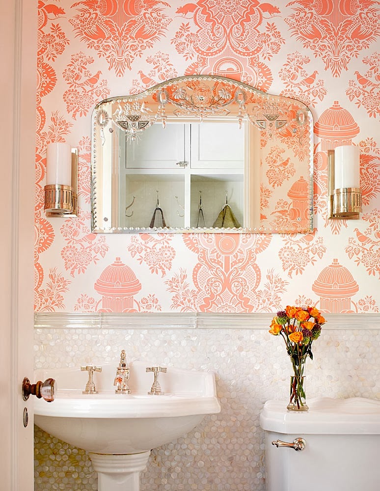 pink bathroom wallpaper,bathroom,room,wall,property,tile