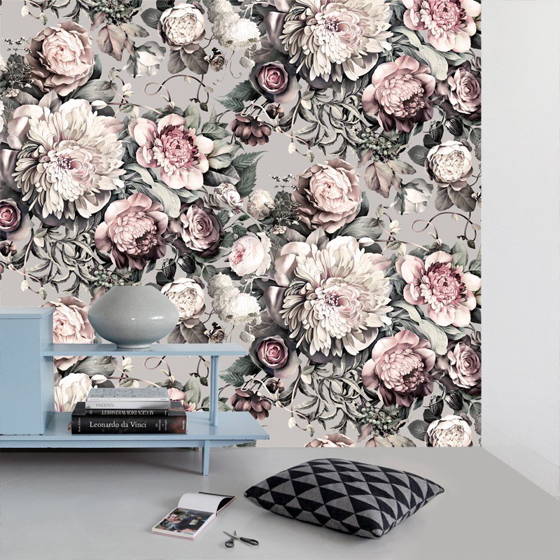 graue blumentapete,hintergrund,muster,design,pflanze,blumendesign