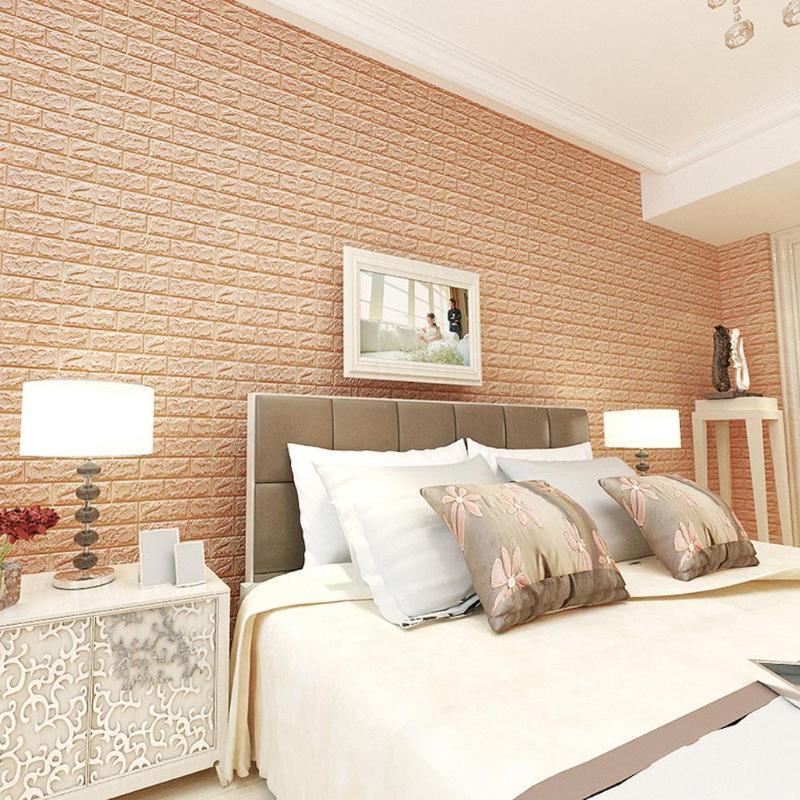 foam brick wallpaper,bedroom,furniture,room,bed,wall