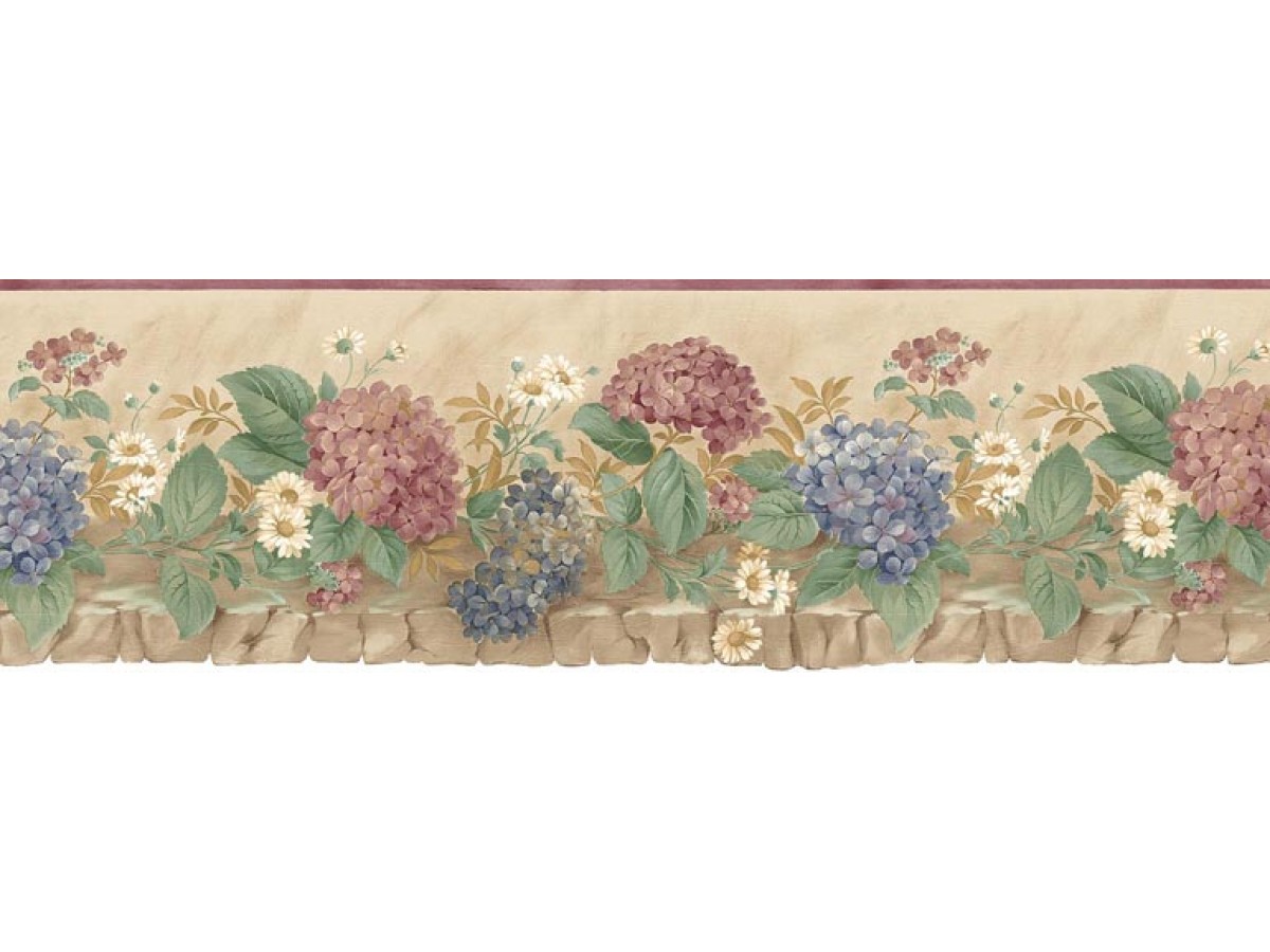 bordure de papier peint floral,feuille,fleur,plante,hortensia,textile
