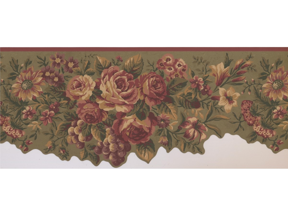 blumentapetenrand,tapisserie,braun,rosa,rose,blume