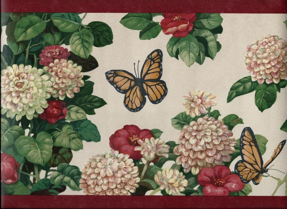floral wallpaper border,butterfly,flower,moths and butterflies,plant,cynthia (subgenus)