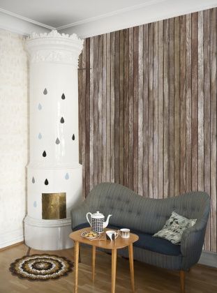 wallpaper that looks like wood planks,room,wall,living room,interior design,furniture