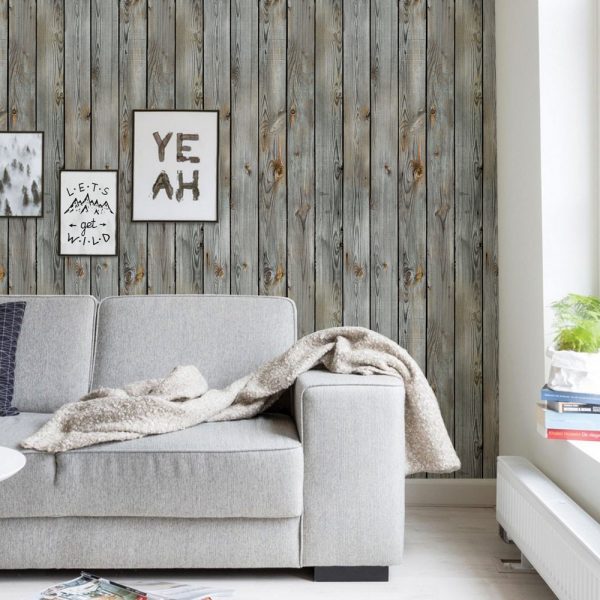 wallpaper that looks like wood planks,living room,wall,room,furniture,interior design