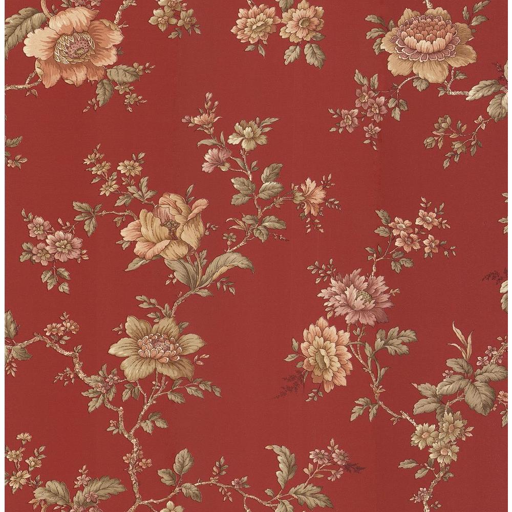 red floral wallpaper,red,pattern,brown,botany,pedicel