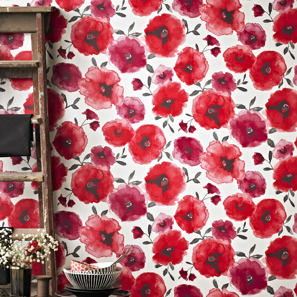 red floral wallpaper,red,curtain,textile,pattern,shower curtain