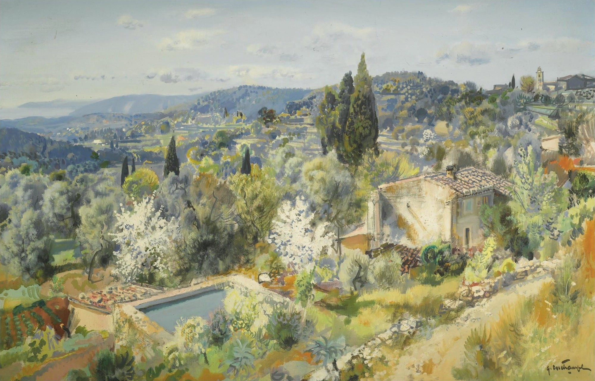 impressionism wallpaper,painting,watercolor paint,natural landscape,mountain village,landscape